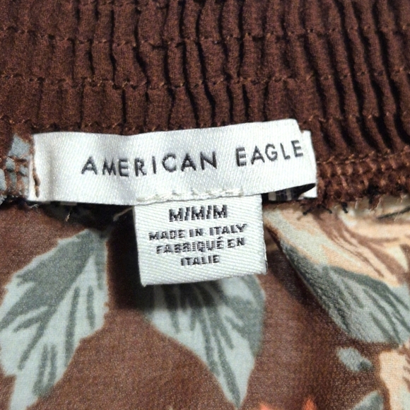 American Eagle Outfitters Brown Cream Tiered Long Sleeve Dress..SIZE:M - Picture 13 of 14